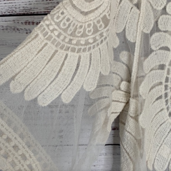 REBELLION Cream Long Netted Cover Up or Kimono SZ S - Picture 4 of 11